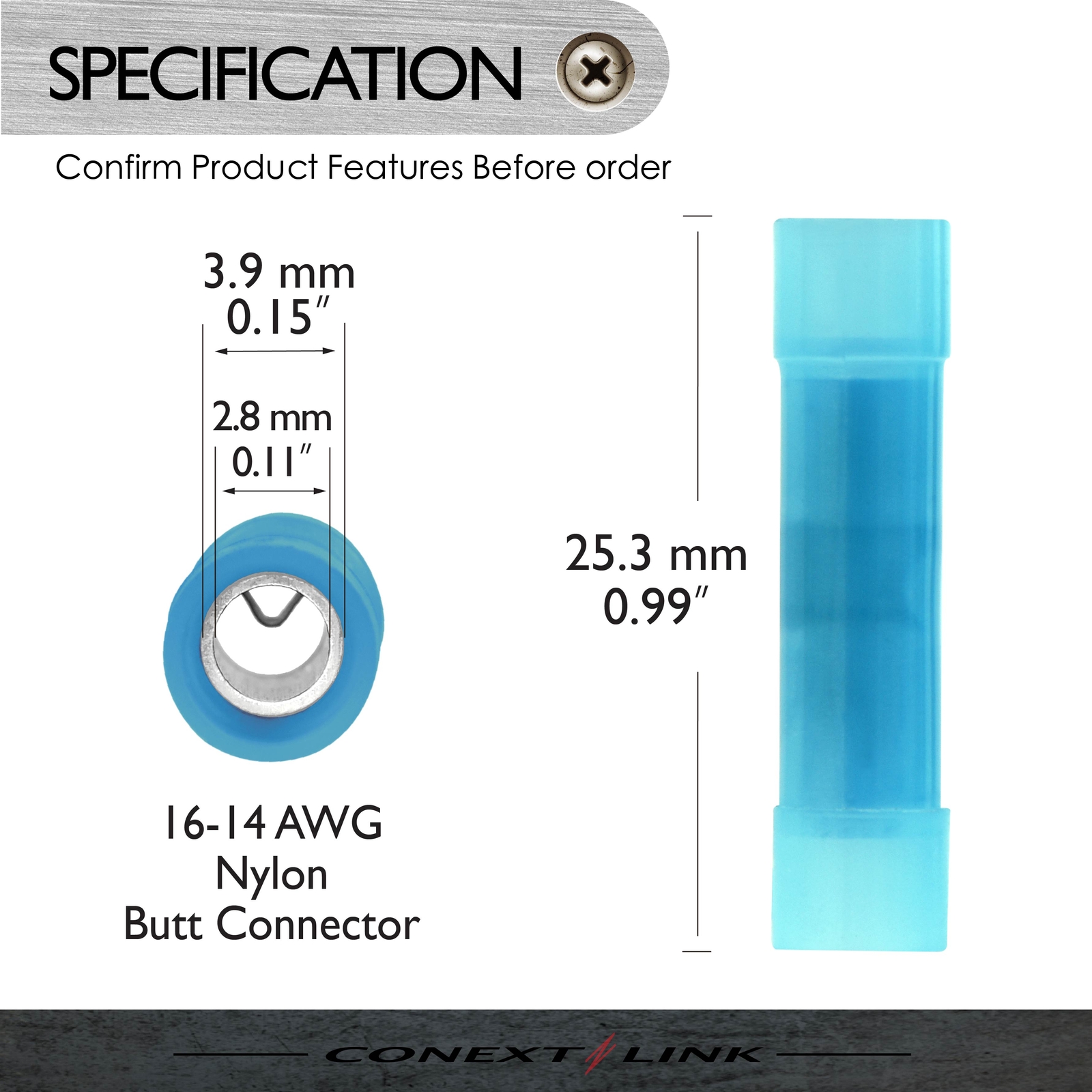 50 Wire Butt Crimp Connector Nylon Blue 16-14 awg gauge GA Terminal Car Radio