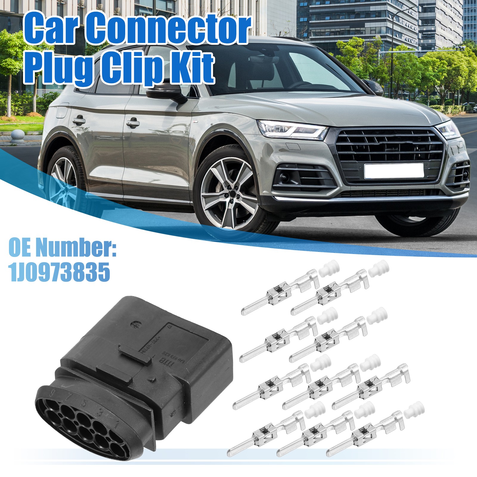 1 Set No.1J0973835 Headlight 10 Pin Plug Connector for VW for Audi for Seat