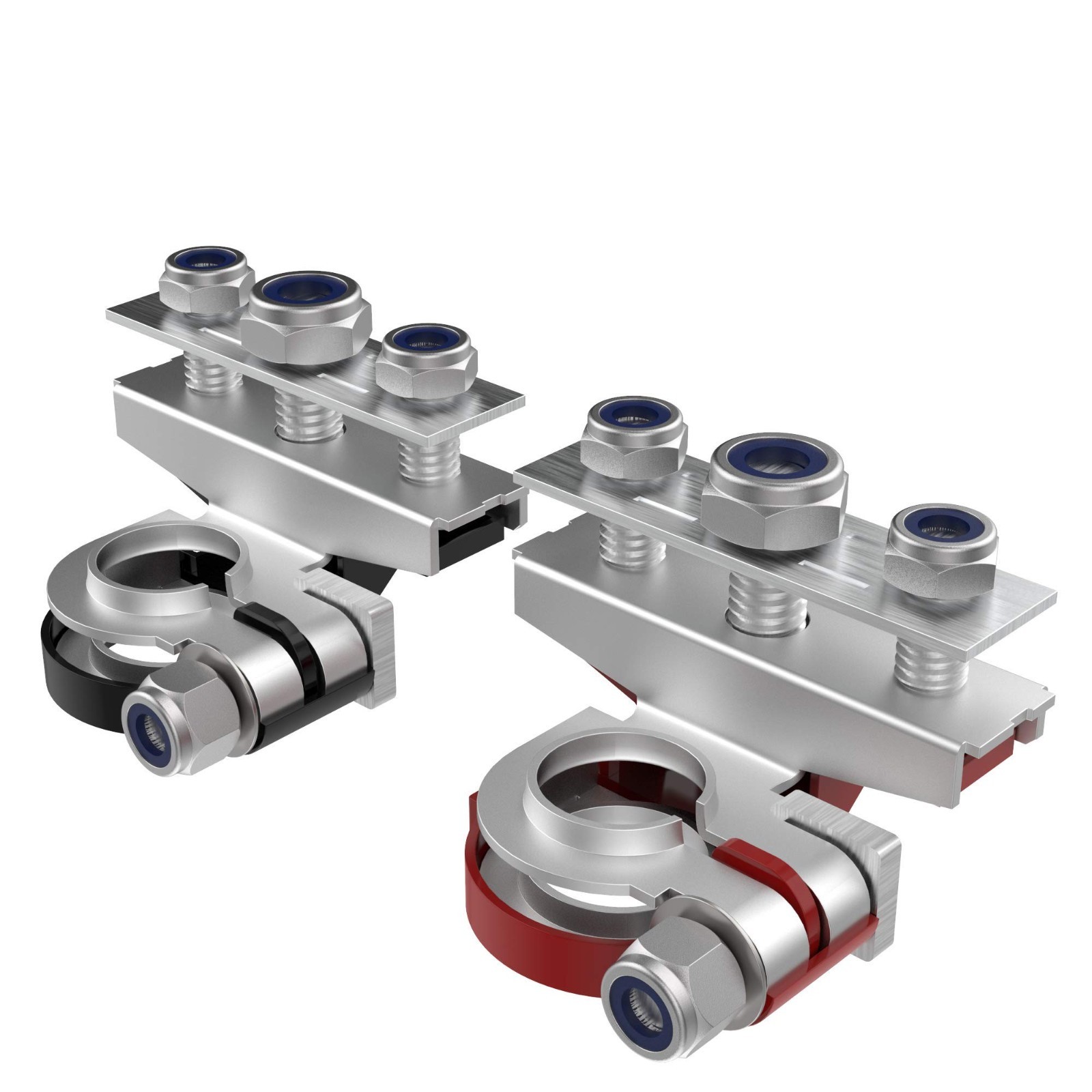 12V Car Battery Terminal Clamps 2pcs, Top Post 3-Way Connectors Kit, Red Black f