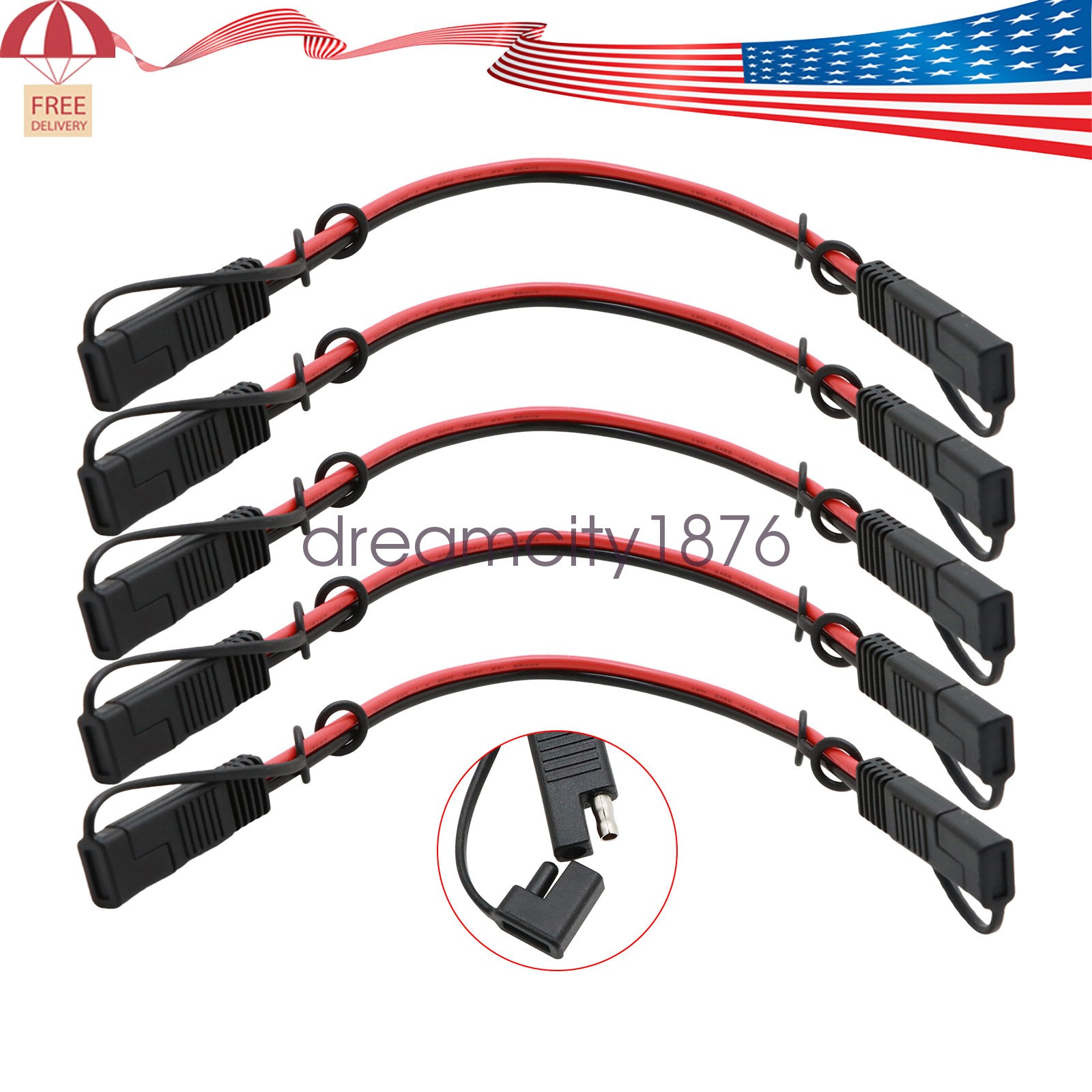 5PCS 14 Gauge 12″ 2 Pin Quick Disconnect Polarized Wire Power Connectors Cable