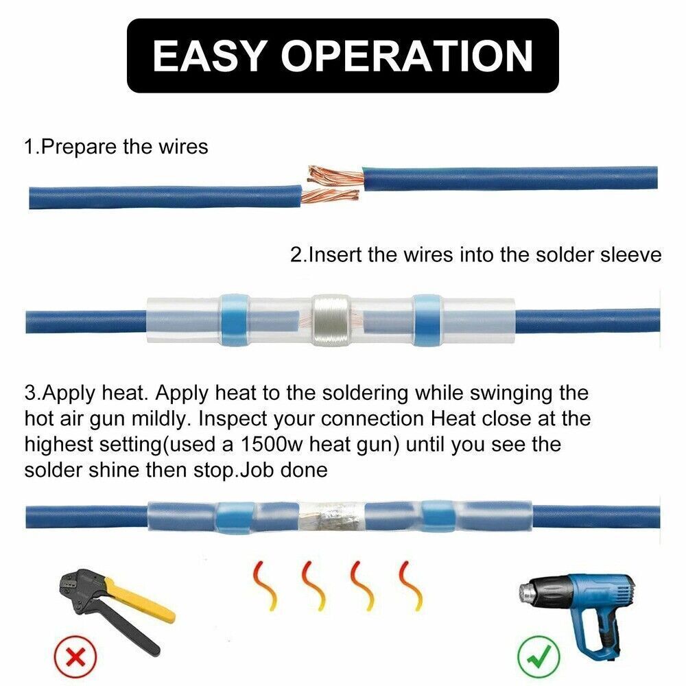 Waterproof Solder Seal Sleeve Terminals Heat Shrink Butt/Wire Connectors Kit