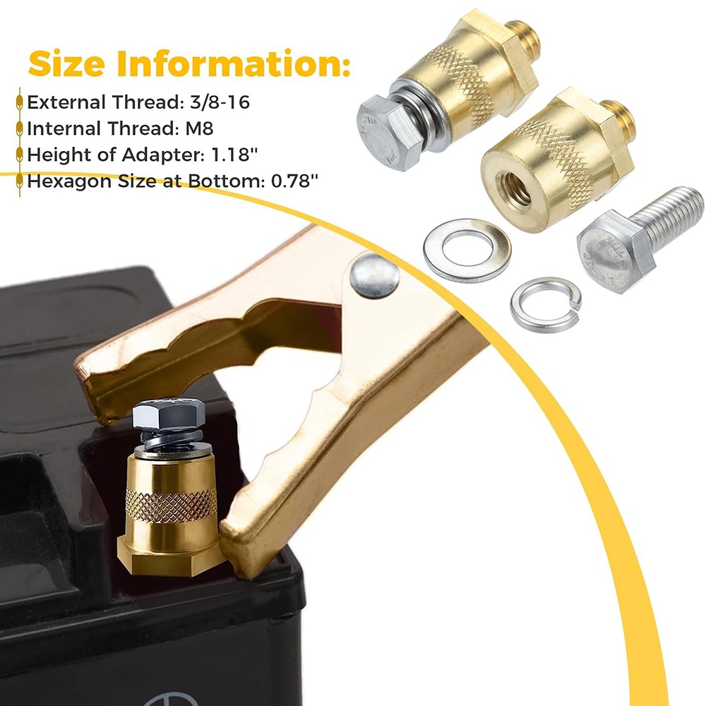 2Pack 3/8 16 Top or Side Post Thread Terminal Charging Post Extender Adaptor