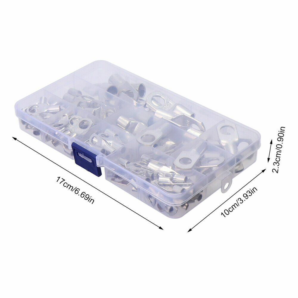 240PCS Battery Copper Cable Wire Ring Lug Connectors Electrical Crimp Terminals