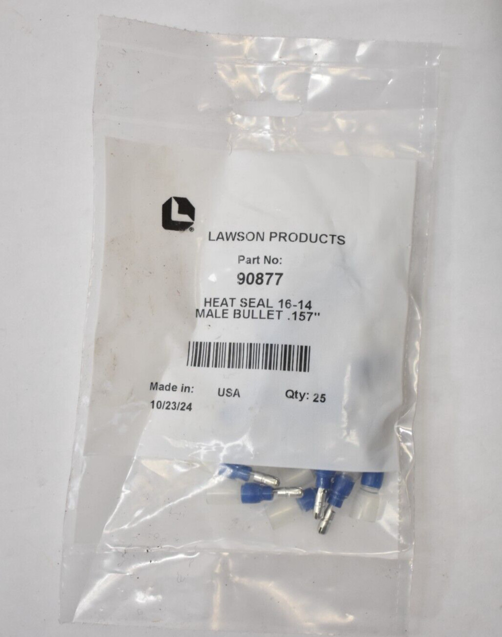 Lot of 25 Lawson Truseal Snap Plug Terminals 16 To 14 AWG Blue 3 Piece Heat
