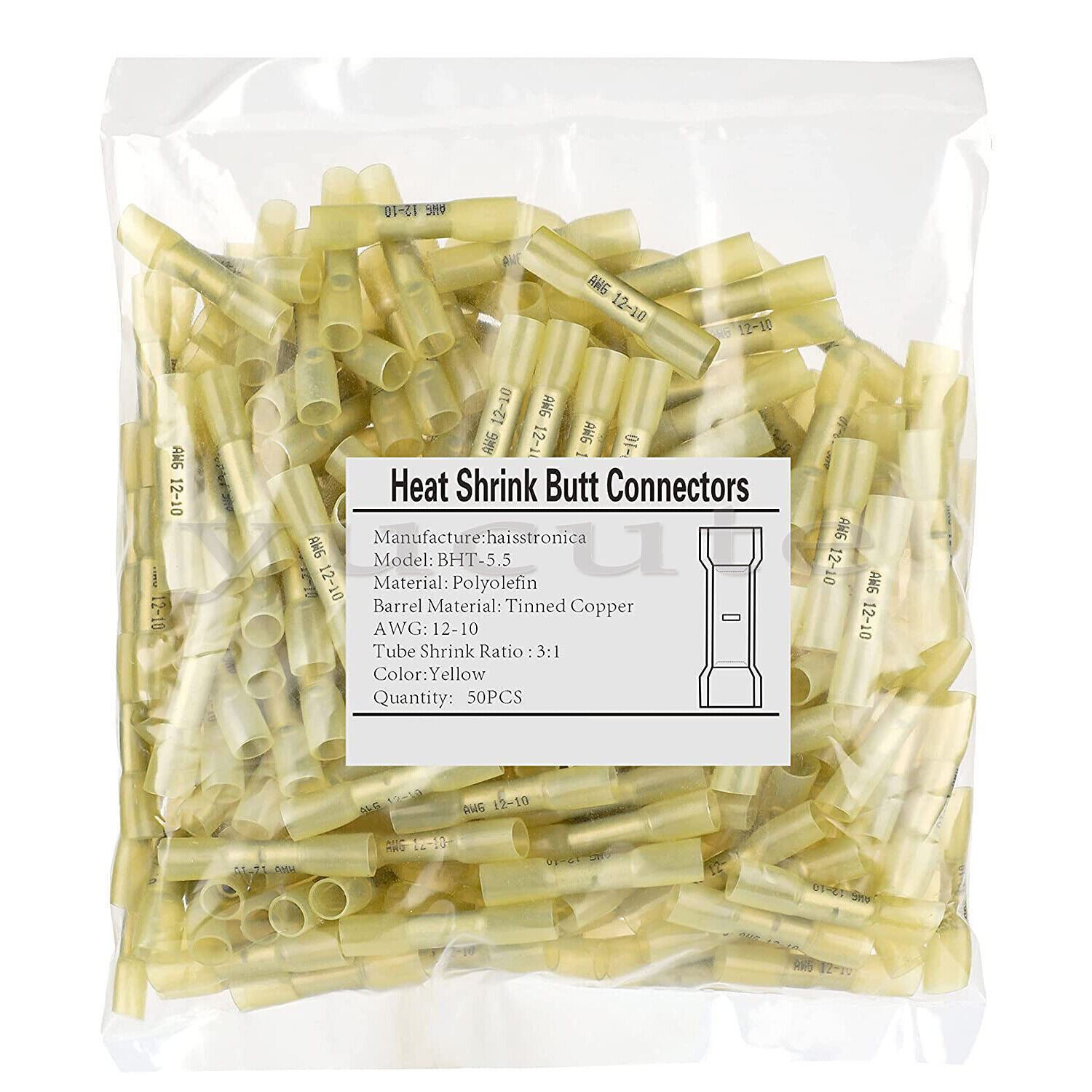26-10AWG Heat Shrink Butt Wire Splice Connectors Seal Crimp Terminals 200/10pcs