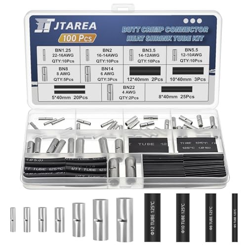 7 Values Non Insulated Butt Connectors Crimp with Heat Shrink Tube Uninsulated