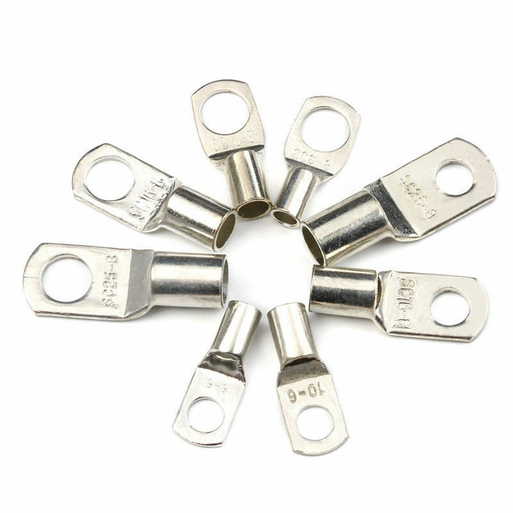 140Pcs Battery Cable Lugs Eyelets Copper Ring Terminals Crimp Wire Connectors US