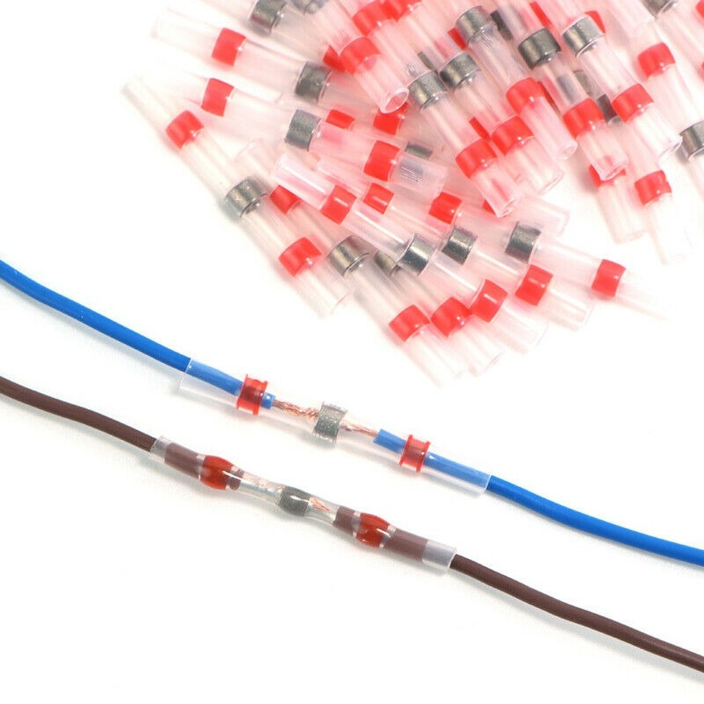 50/500Pcs 22-18AWG Solder Seal Sleeve Heat Shrink Wire Connectors Butt Terminals