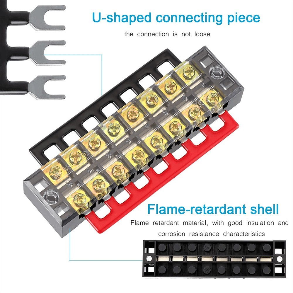 1 Set Dual Row 8 Position Screws Terminal Block 600V 15A Electric Barrier Strip