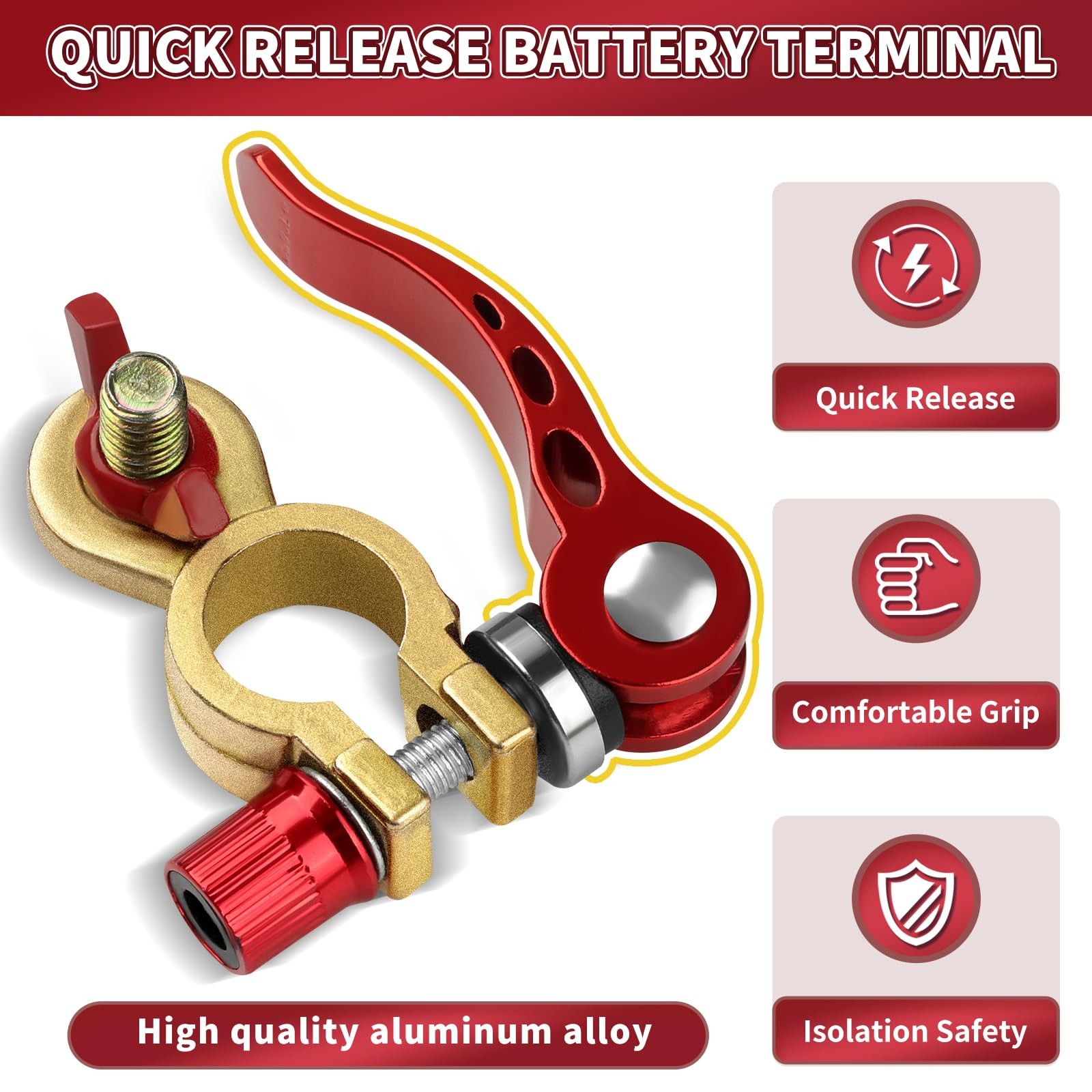 Battery Terminal Connectors 1 Pair, Terminals Brass (M8 x 25mm…