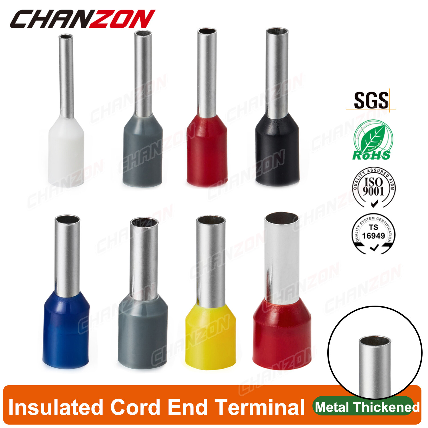 100PC Insulated Ferrule Copper Crimp Cord End Electrical Wire Connector Terminal