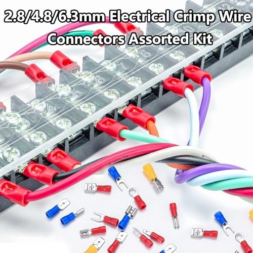 Insulated Wire Crimp Connectors Assortment tinned brass, PVC 280PCS Connectors