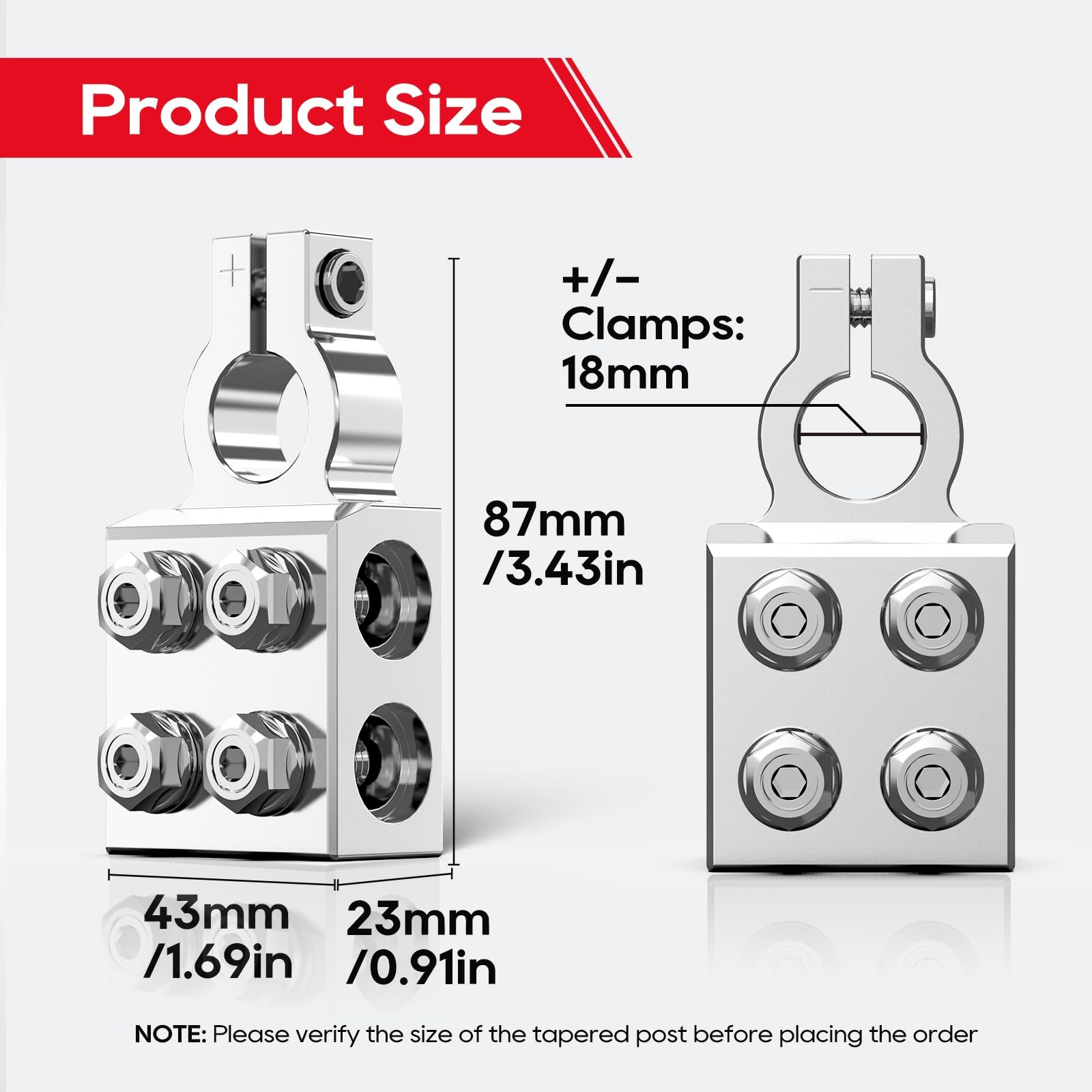 8-Way Lead Acid Battery Terminal Connector, Battery Cable Ends 8AWG up to 4/0…