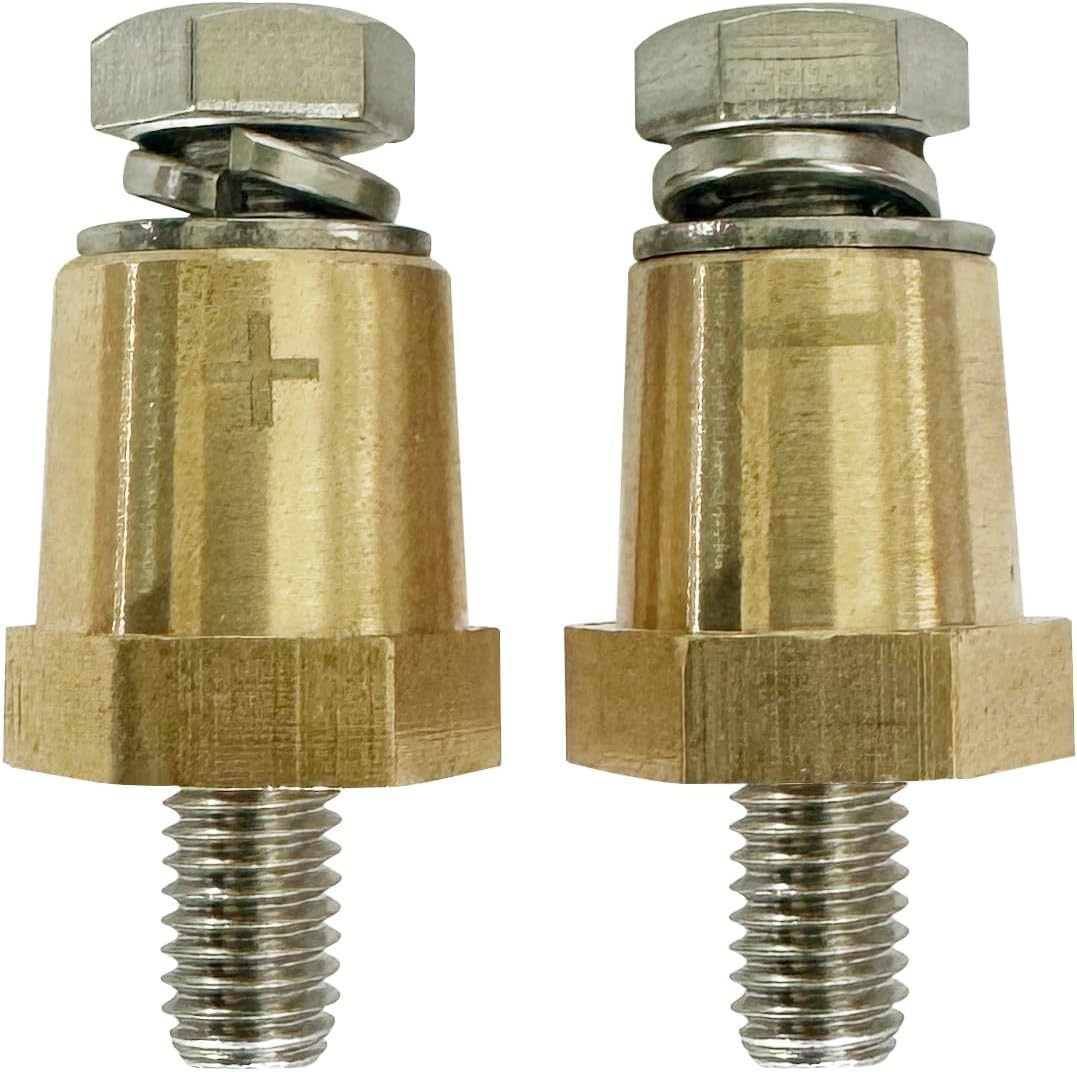 Ampper M8 Thread Brass Battery Terminal Charging Posts, Battery Post Adapter (+/