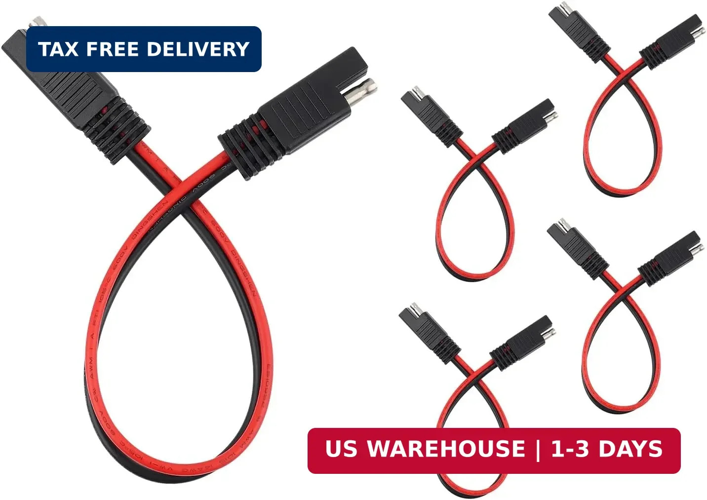 5PCS SAE Connectors Quick Disconnect Wire Harness,2 Pin SAE Plug with 14 Gauge W
