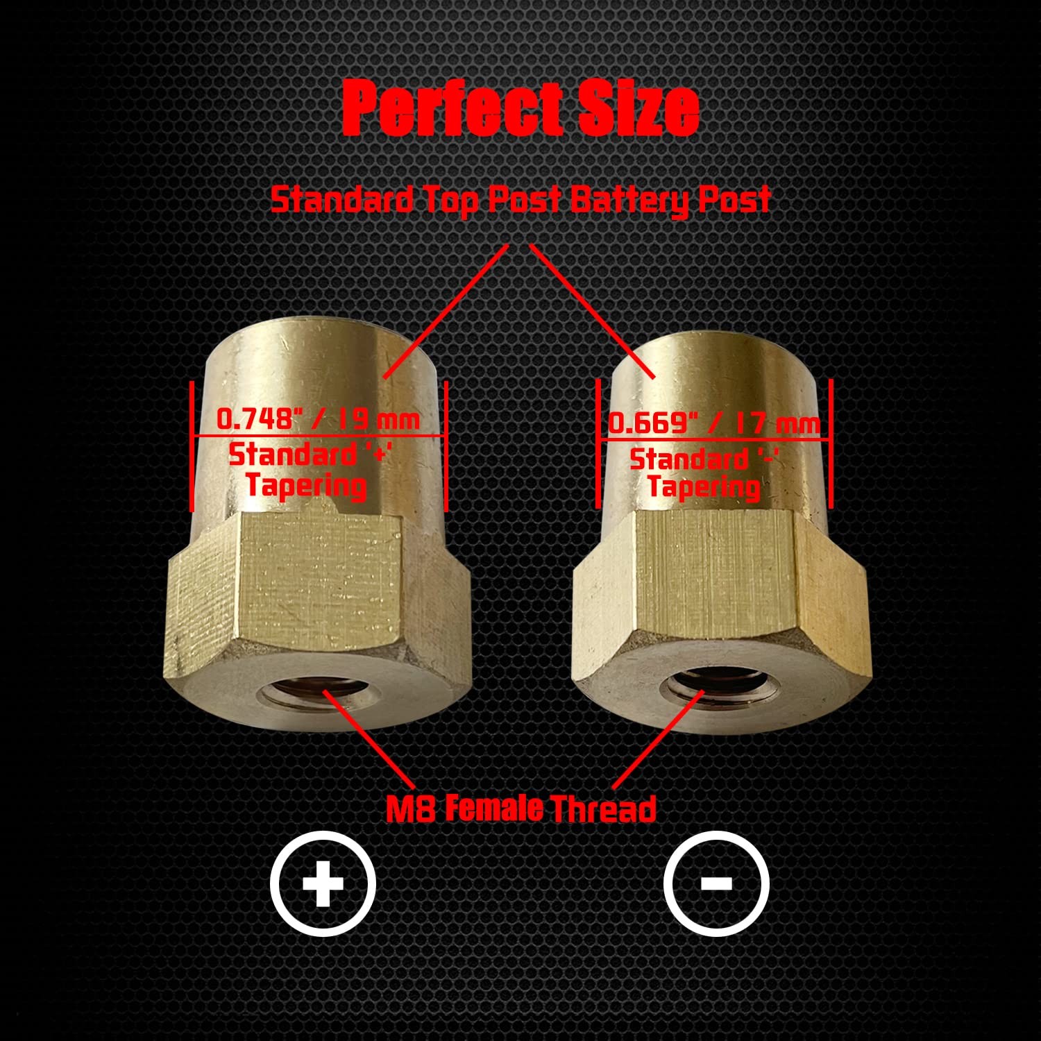 M8 Thread Female Brass Battery Terminal Post Adapter Battery Charging Post Termi