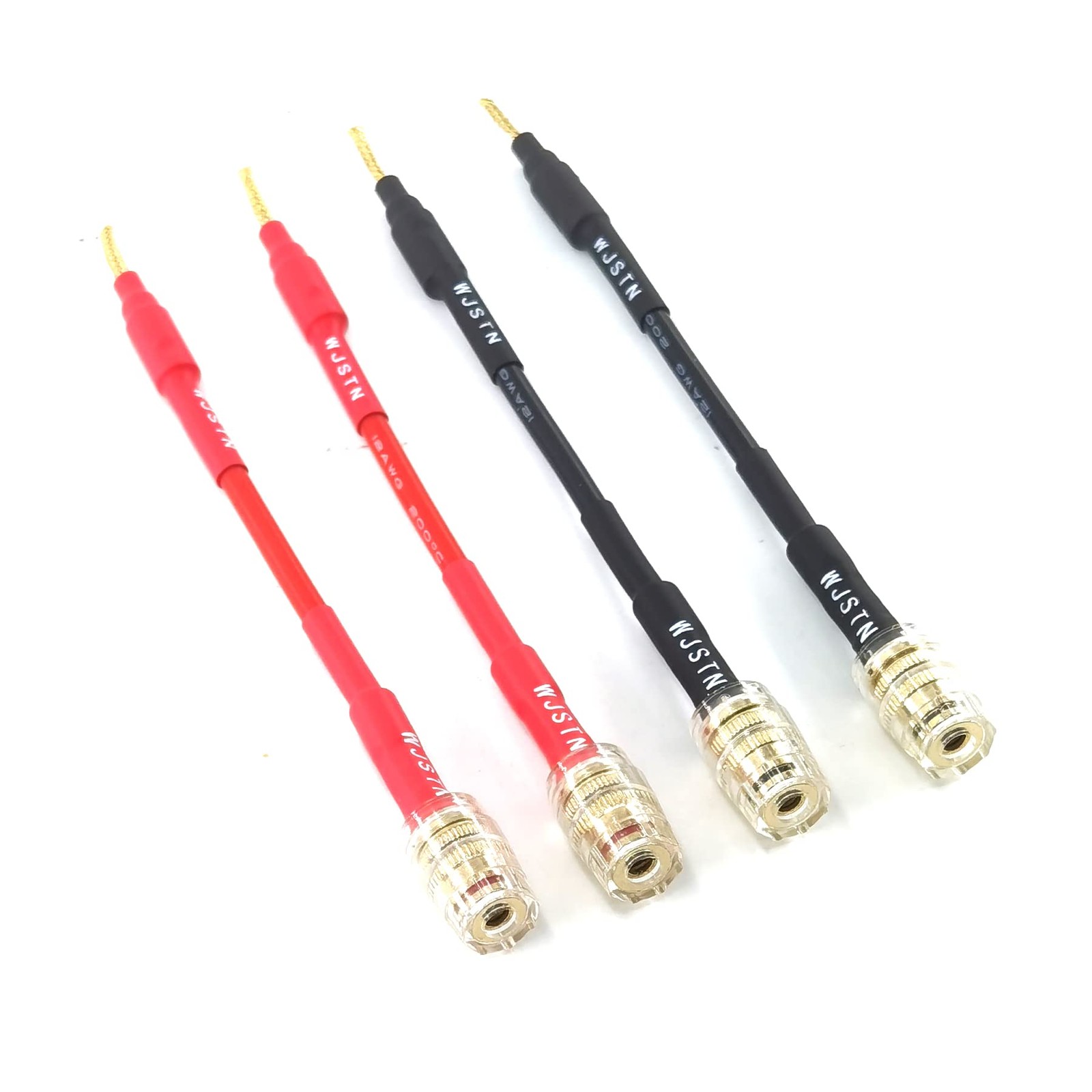 WJSTN Flex Pin Banana Plugs to 4mm Female Jack Speaker Audio Red/Black