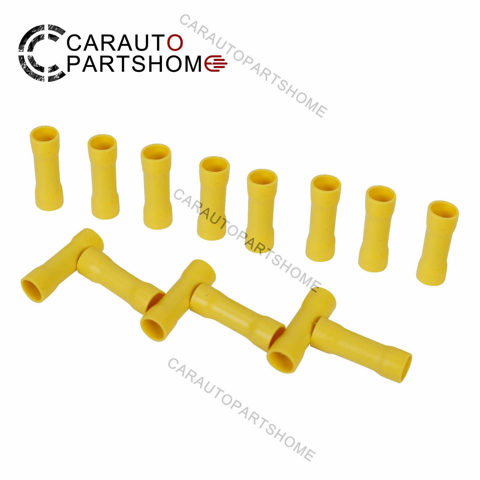100Pcs 12-10 Gauge Insulated Butt Wire Connectors Crimp Splice Terminals Yellow