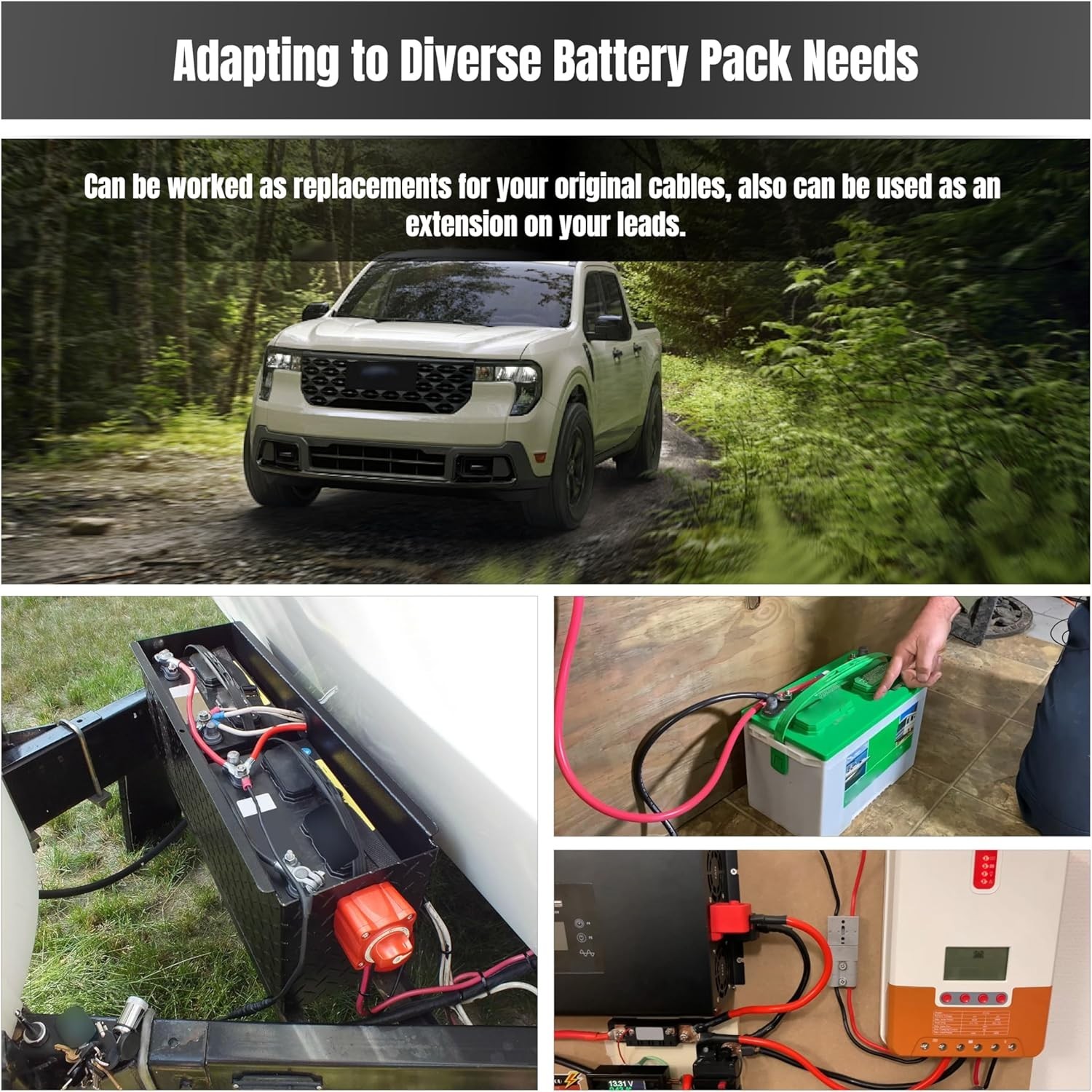 Battery Cable 4AWG 18in with 3/8 inch Lugs for Inverters RVs Campers,2 Pairs