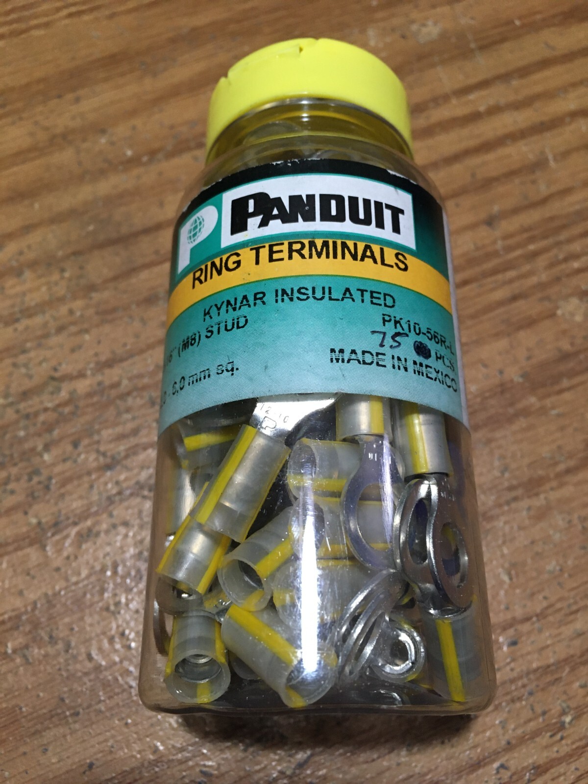 Panduit® – Ring Terminal: Yellow, Nylon, 5/16 in Stud Size, 12 AWG Qty 70