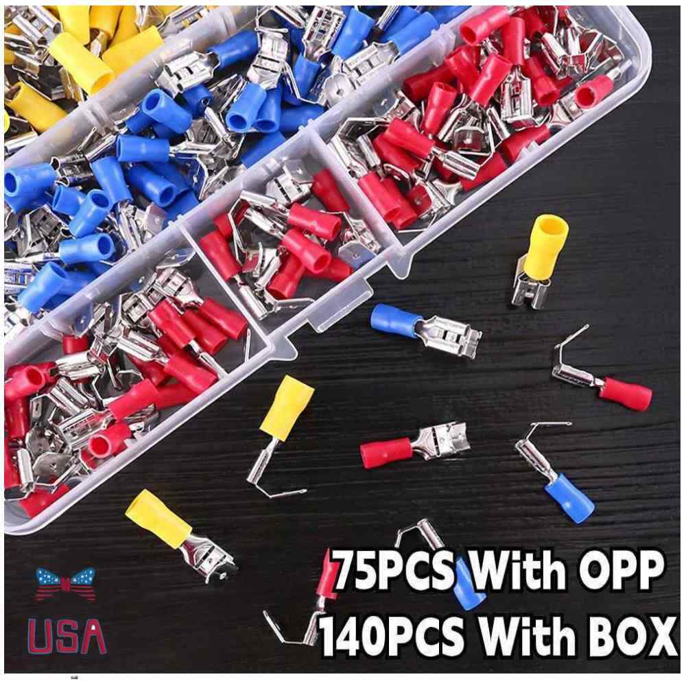 22-10Gauge Semi-Insulated Piggy Back Spade Quick Splice Crimp Terminal 140/75Pcs