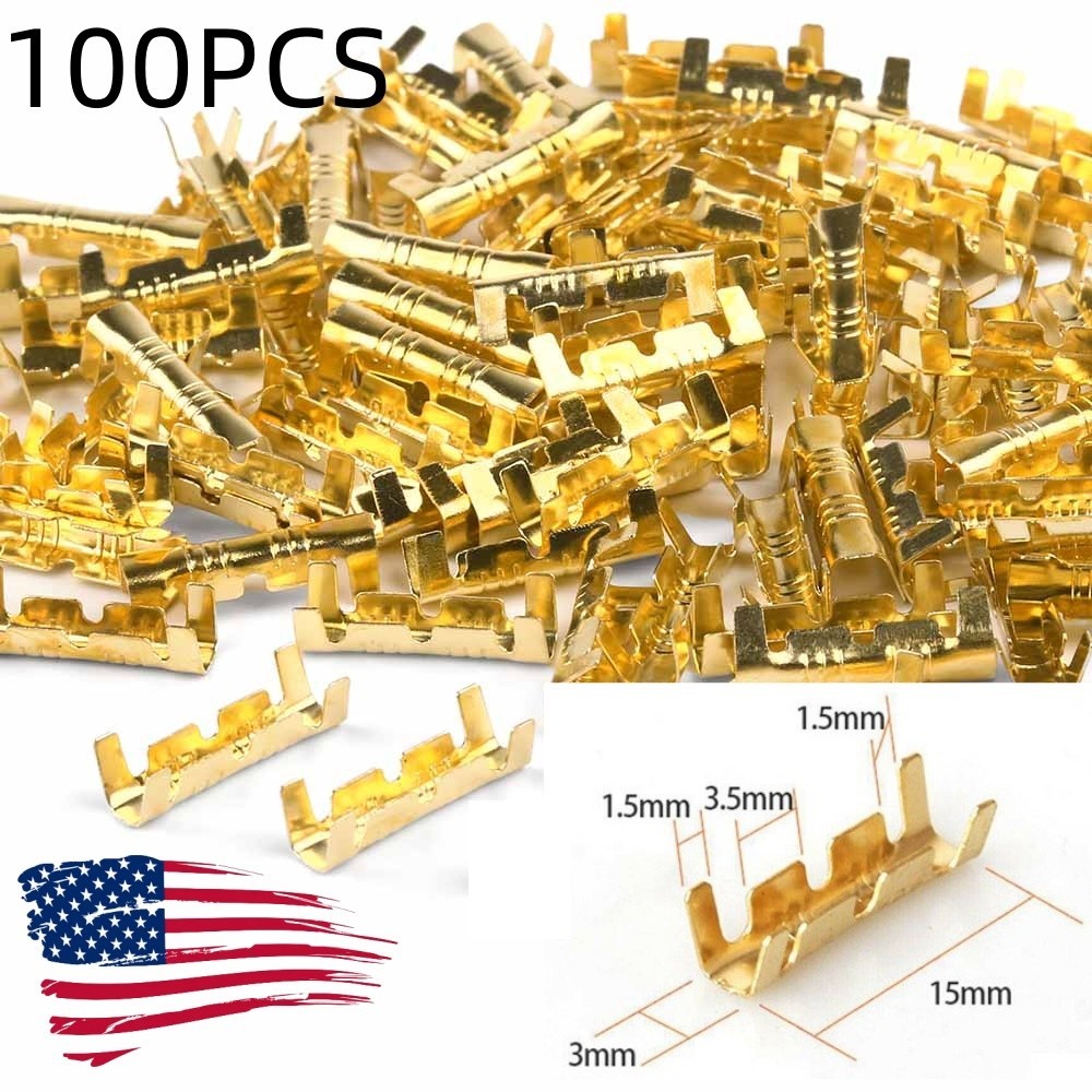 100 PACK Car Brass Copper 0.5-1.5mm² Crimp Electrical Wire Connectors Terminals