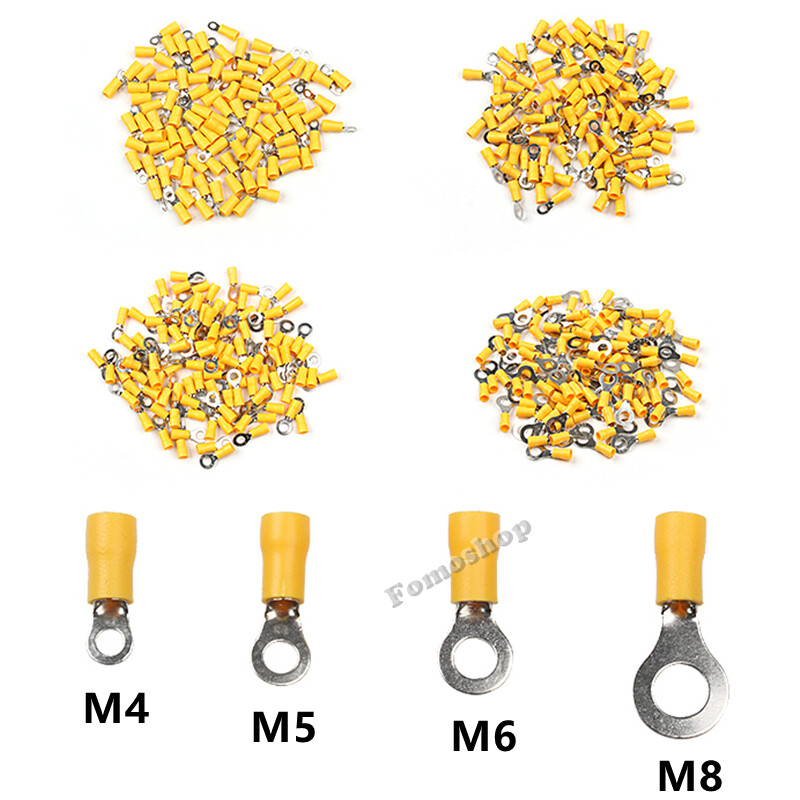 100-10PCS Yellow Ring Terminals Vinyl 12-10 AWG Car Audio Crimp Wire Connectors