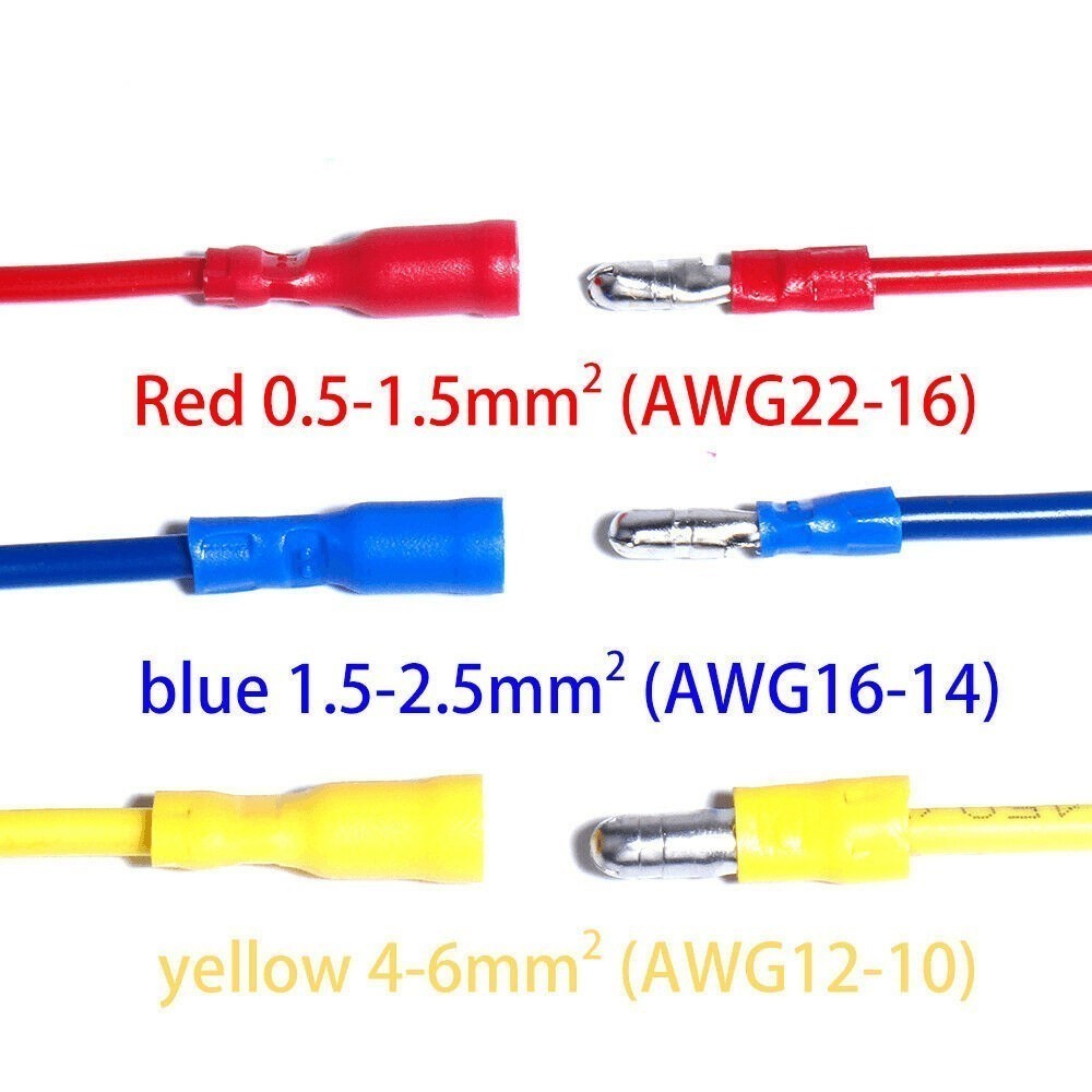 22-10AWG Male with Female Insulated Crimp Wire Connectors Bullet Terminals 50PCS