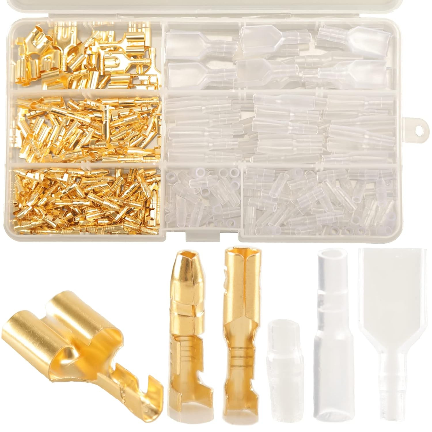 Feggizuli 320Pcs Double Bullet Wire Connectors, 3.9Mm 3.5Mm Male and Female Bull