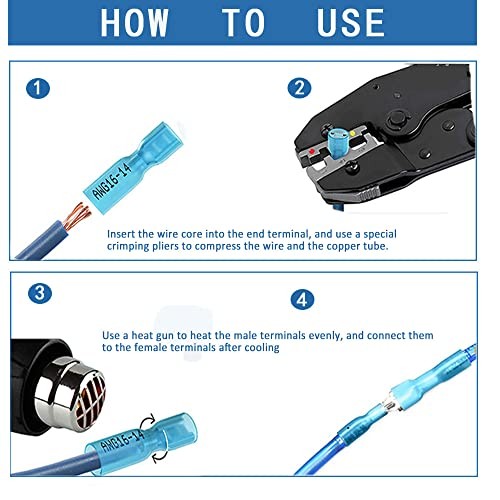 400pcs Heat Shrink Spade Connectors Electrical Spade Terminal Wire Connectors