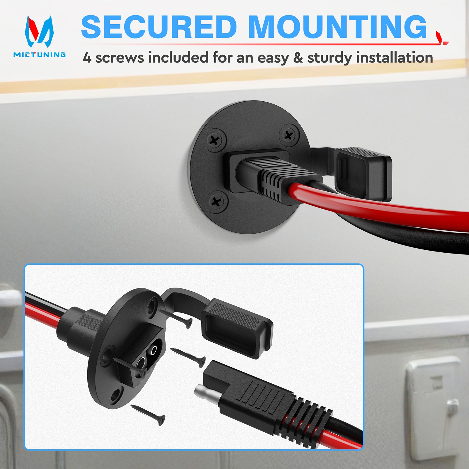 5.5ft 10 AWG Power SAE Socket Sidewall Port to SAE Cord Quick Connector Extensio