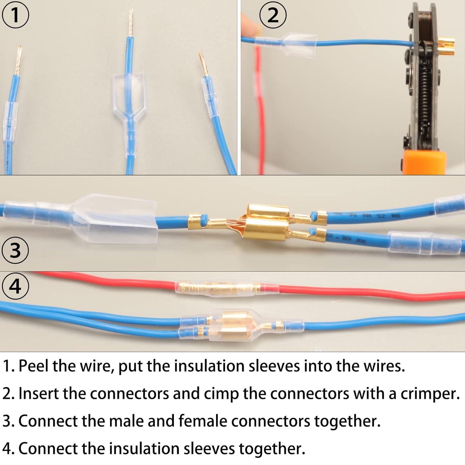 Feggizuli 320Pcs Double Bullet Wire Connectors, 3.9Mm 3.5Mm Male and Female Bull