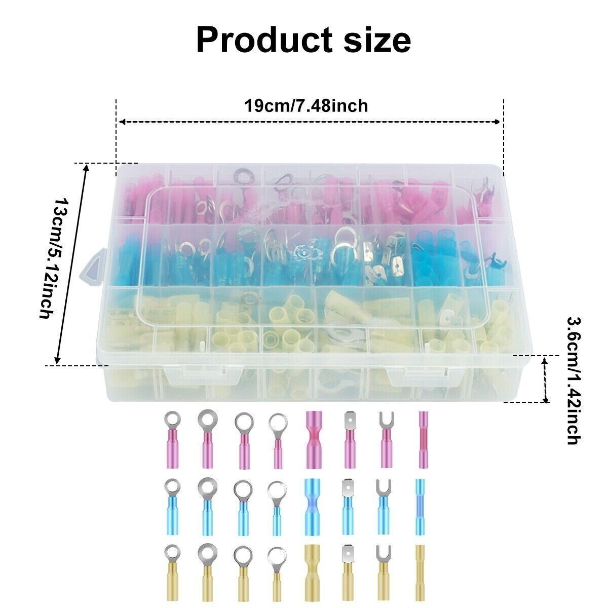 250x Heat Shrink Wire Connectors Electrical Ring Fork Spade Crimp Terminals Kit