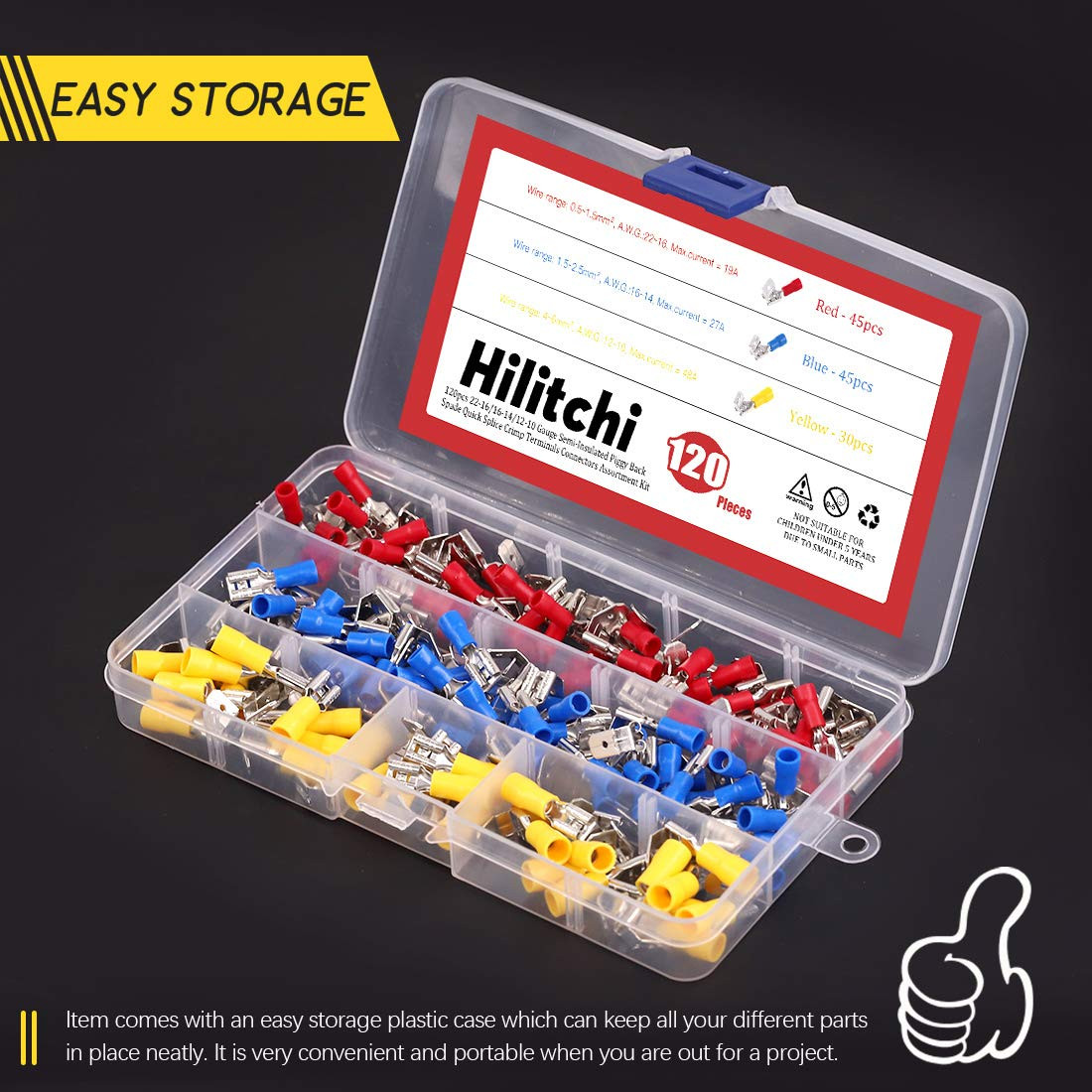 120Pcs 22-16/16-14/12-10AWG Piggy Back Insulated Terminals Electrical Wiring Wir