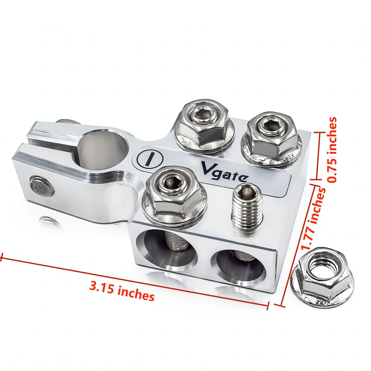 8-Way Lead Acid Battery Terminal Connector 8AWG to 4/0 AWG – 4 Holders & 4 Studs