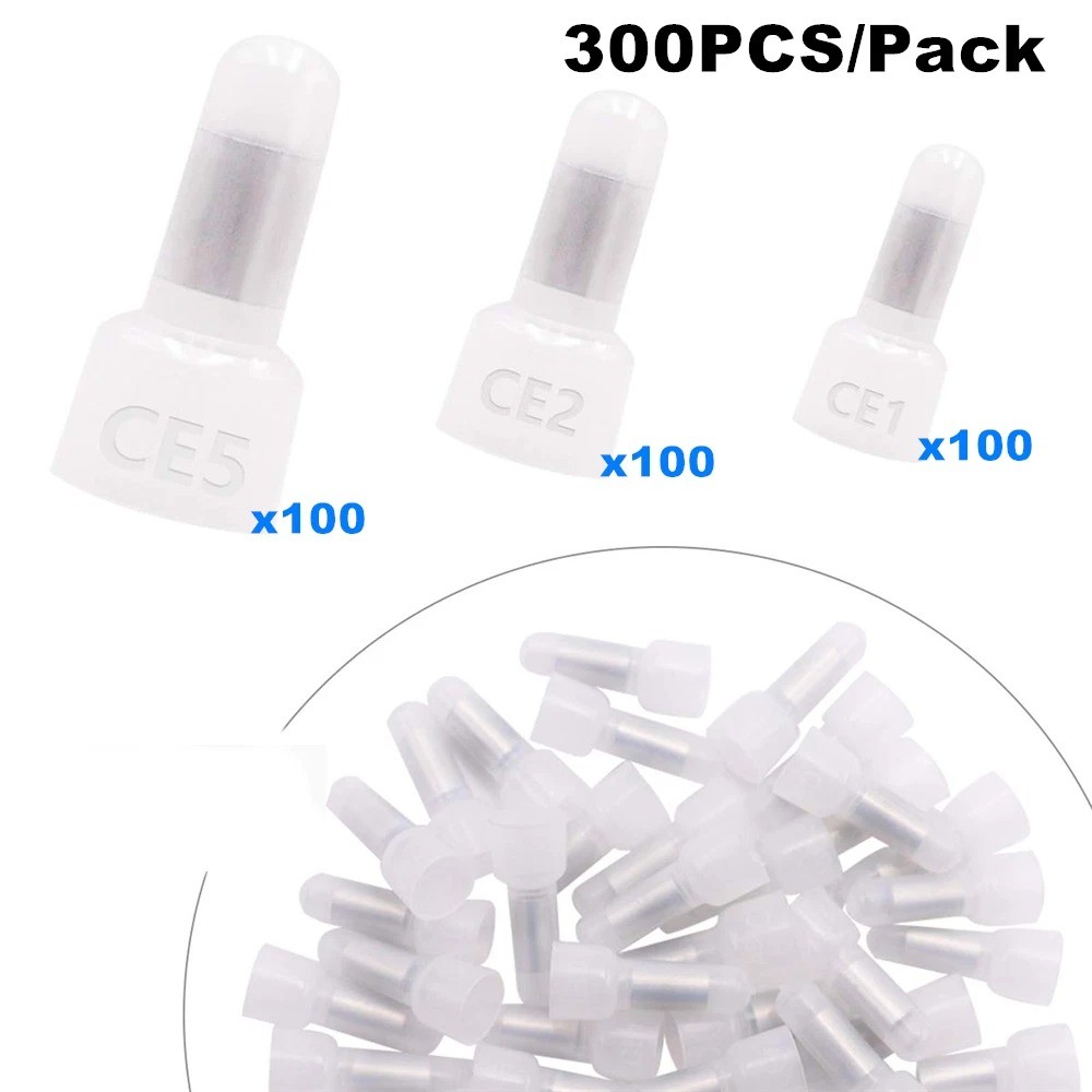 350PCS 22-10 AWG Closed End Terminal Copper Core Crimp Cap Nylon Wire Connectors