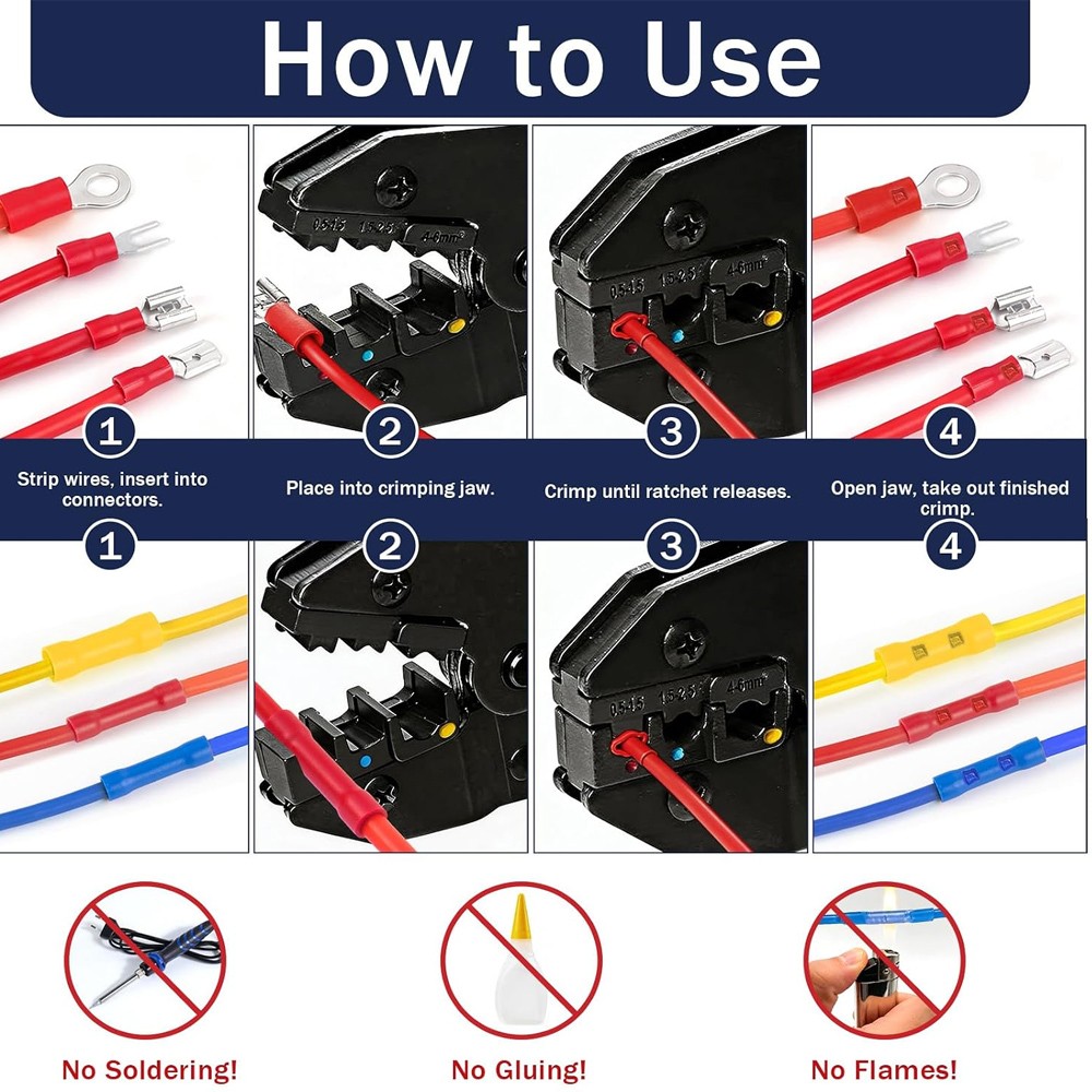 300PCS Assorted Insulated Electrical Wire Cable Terminal Crimp Connector Set
