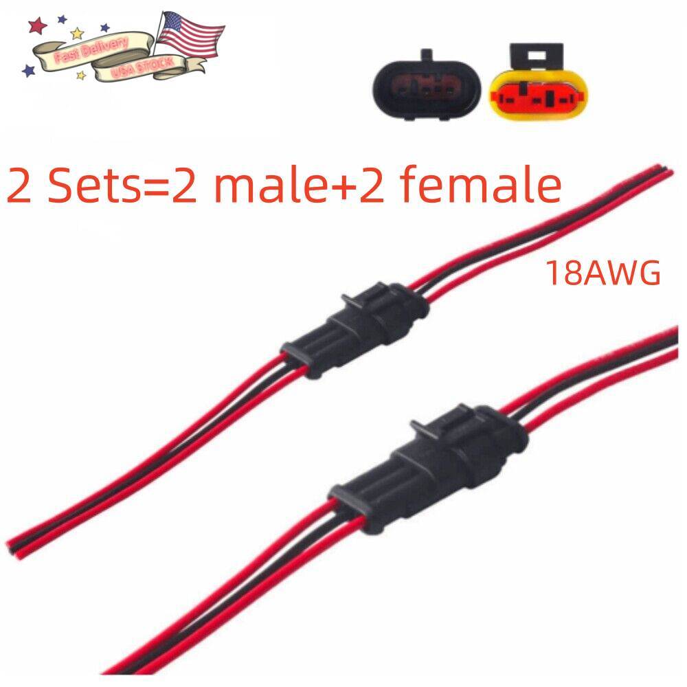 2X Car Waterproof Electrical Wire Cable Connector Male Female 3Pin Way Plug Kit
