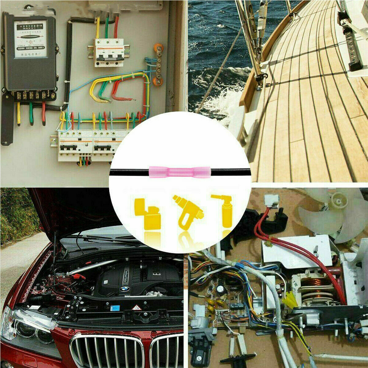 100PCS 22-18 AWG Heat Shrink Butt Wire Terminals Waterproof Crimp Connectors US