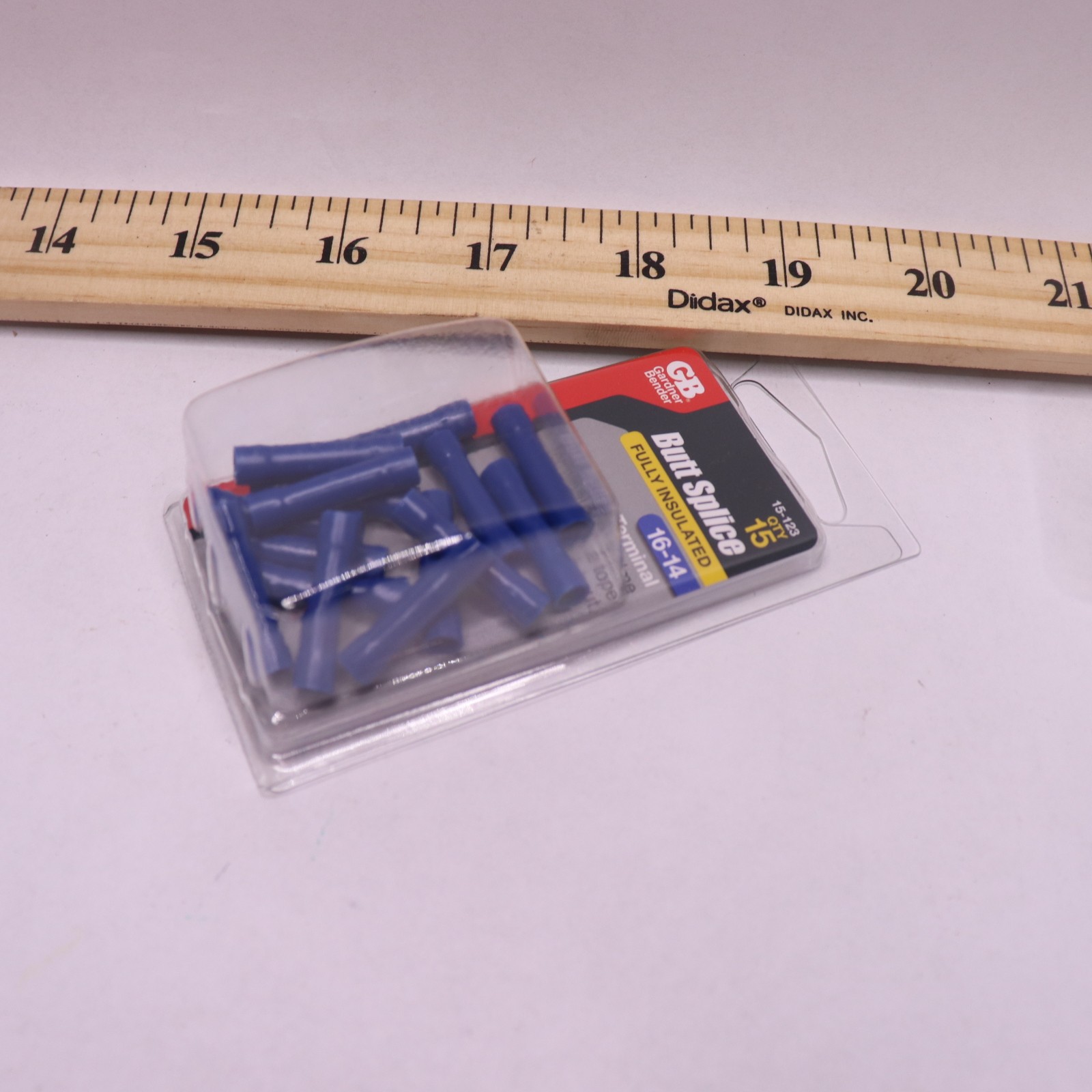 (15-Pk) Gardner Bender 16-14 AWG Insulated Butt Splice Blue 15-123