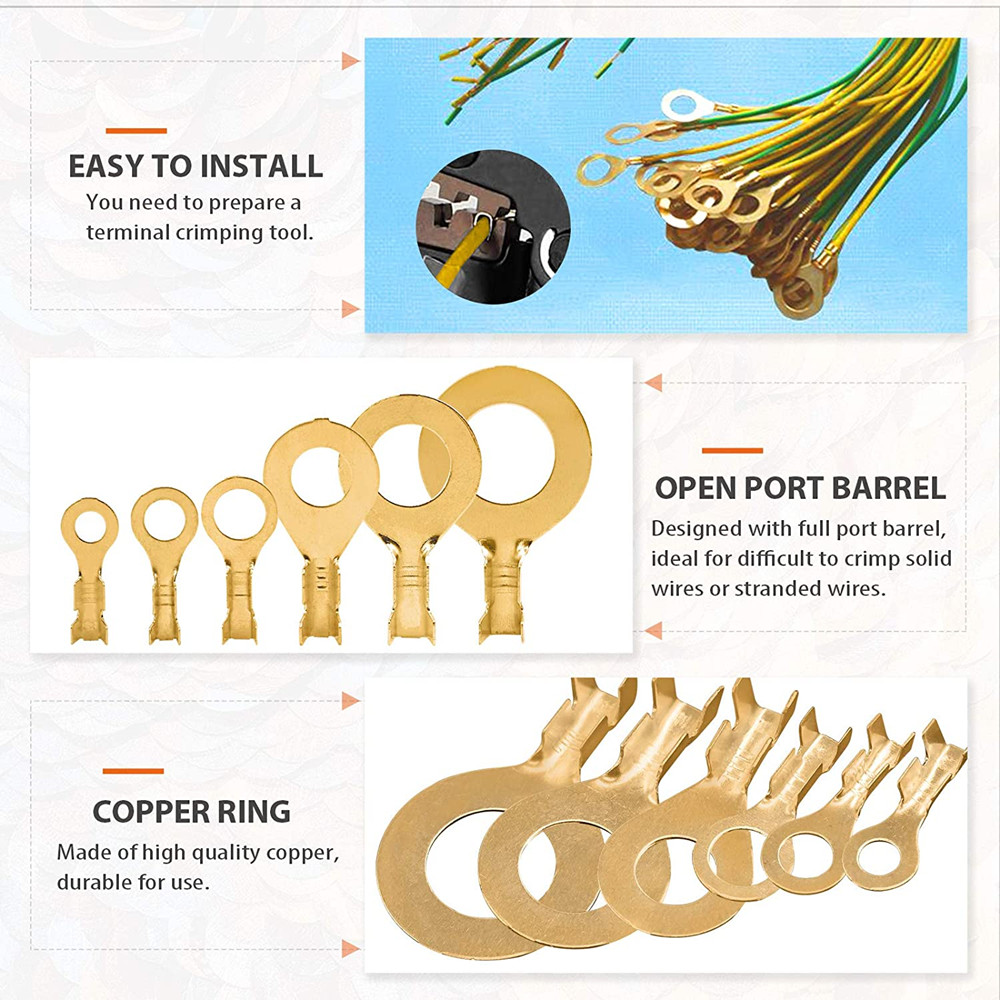 1-540PCS Non-insulated Ring Terminals Cable Wire Connectors Crimp Pliers Kit US