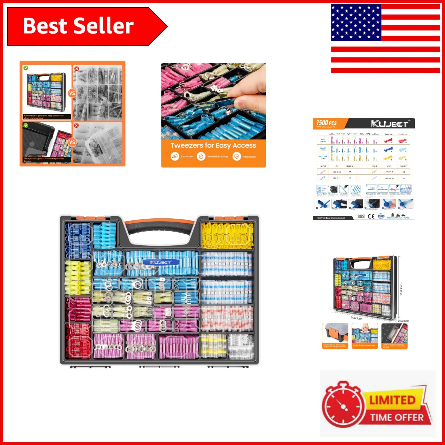 Waterproof 1500PCS Electrical Connector Kit – Perfect for Marine and Trucking