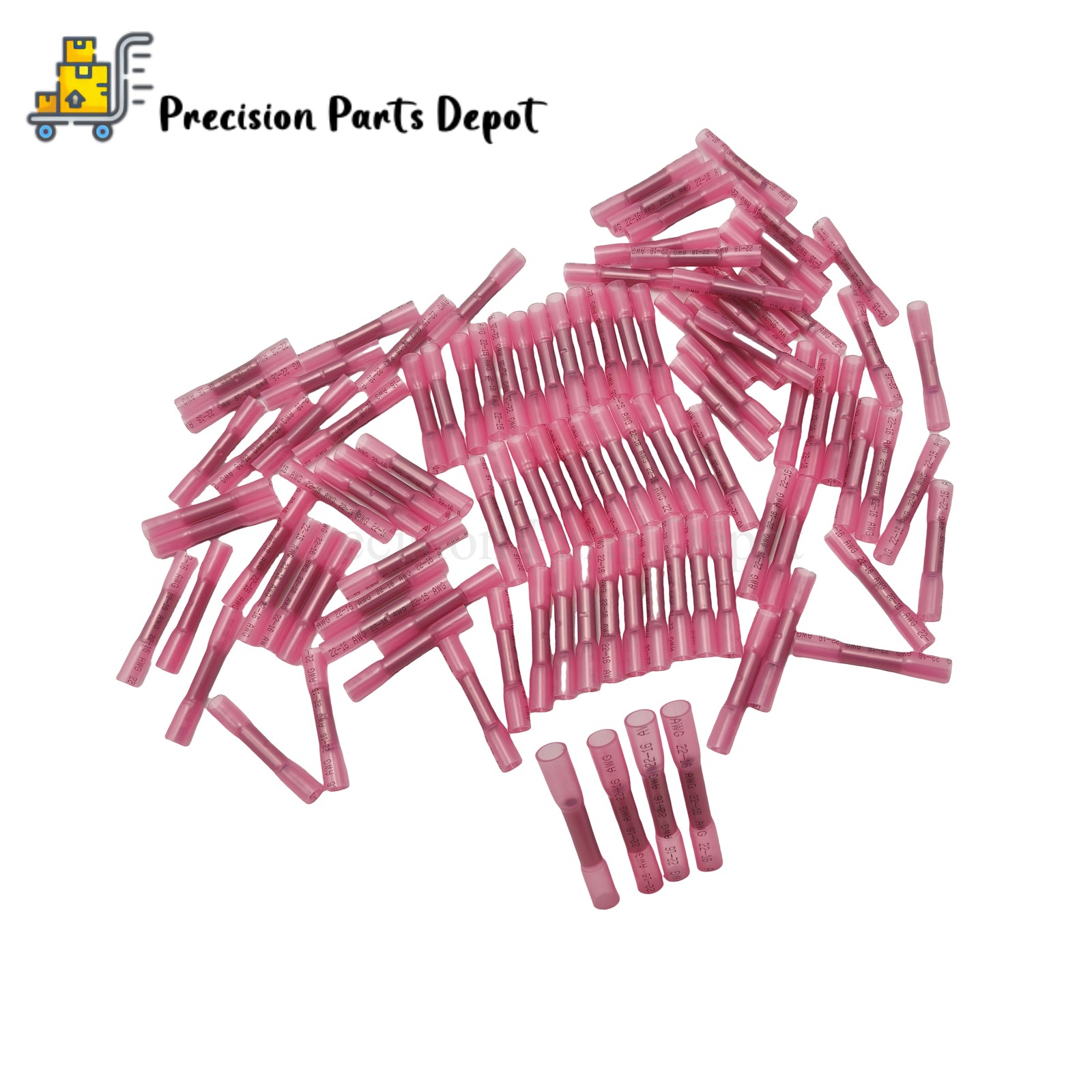 22-16AWG Red Heat Shrink Wire Butt Connectors Waterproof Splice Terminals 100PCS