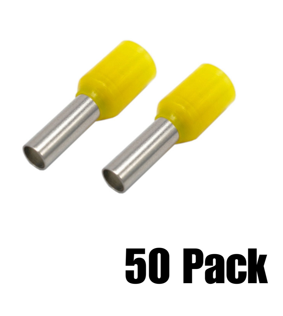 The Wires Zone 12 Gauge Wire Ferrule Connectors Yellow Barrel – (50 pack)
