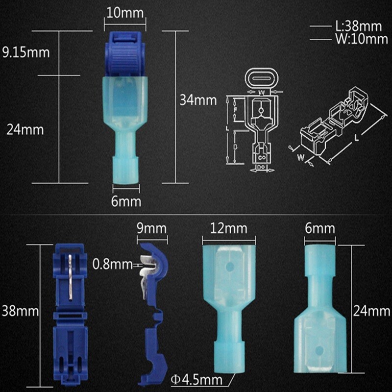 240X Waterproof T-Tap 22-10AWG Quick Splice Wire Terminal Connectors Combo Kit