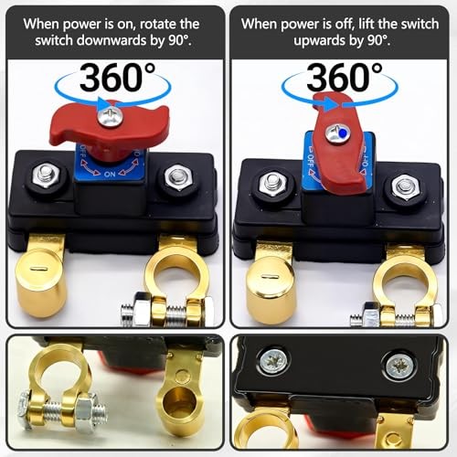 2PCS Car Battery Power Cut-Off Switch Breaker, Adjustable Pure Copper Stable