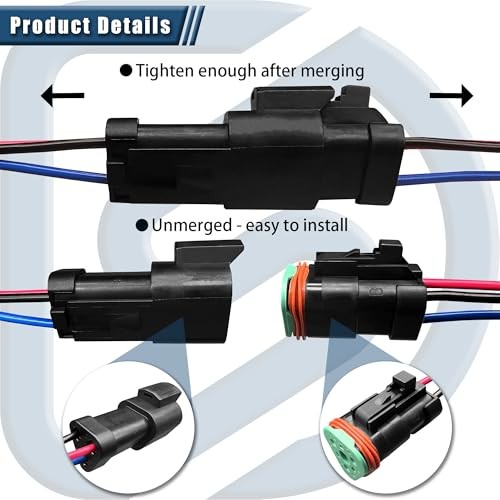 6Pack 3-Pin DT Waterproof Connectors 16 AWG with Heat Shrink Tubes 3-pin/6Pack