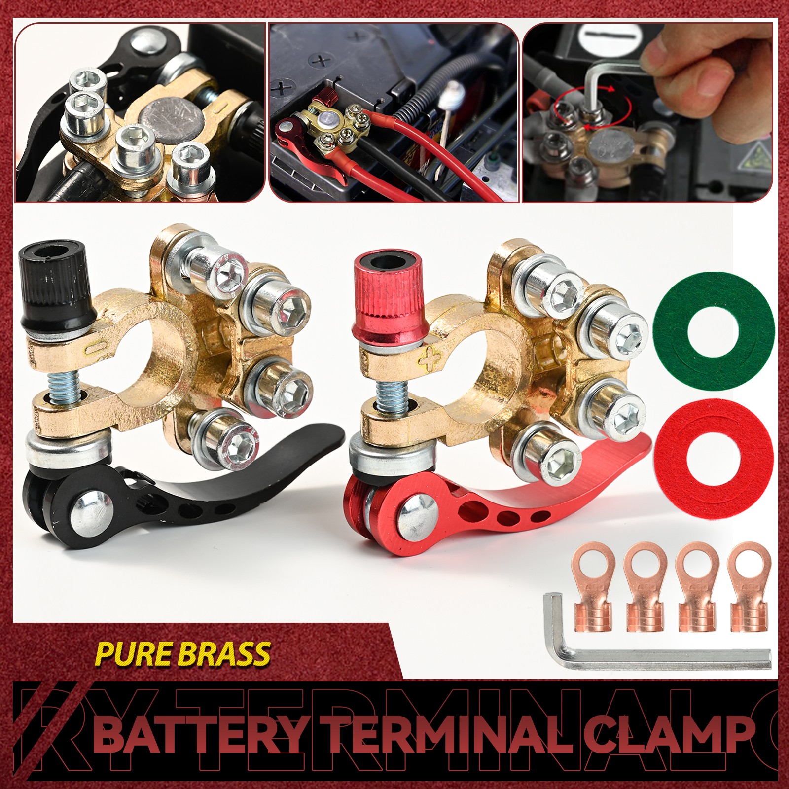 2x 4-Way Positive Negative Battery Terminal Connectors Clamp Car Van Caravan 12V
