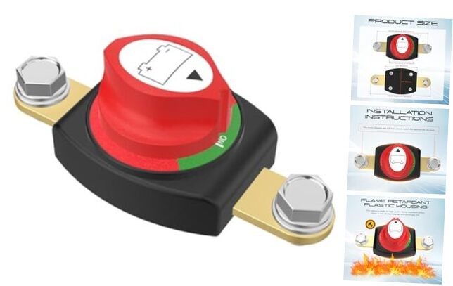 Side Post Battery Disconnect Switch, Battery Cut Off Switch 12 Side Post 275A