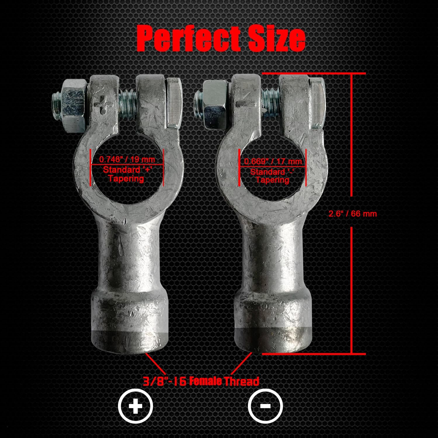 3/8″-16 Thread Female Lead Top Post to Side Post Terminal Adapters, Standard …